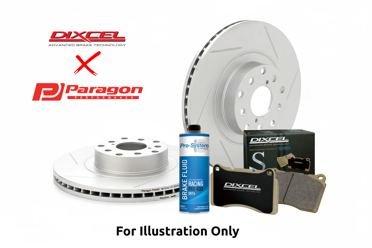 Paragon PAR4418s Front Rotor + Dixcel Brake Pad Combo – Mitsubishi Lancer EVO 5-9