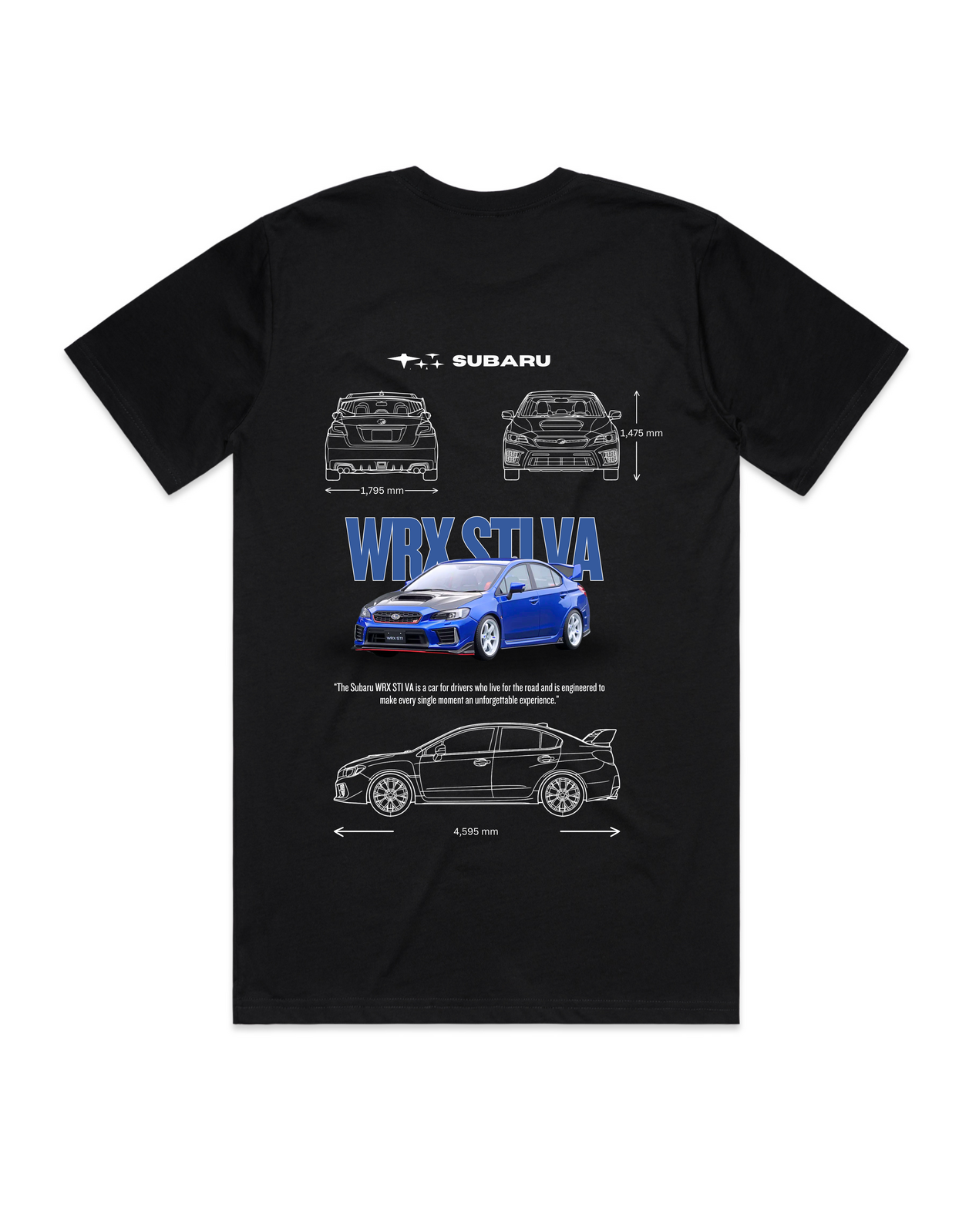 Black Mens Subaru WRX STI VA Blueprint T-Shirt