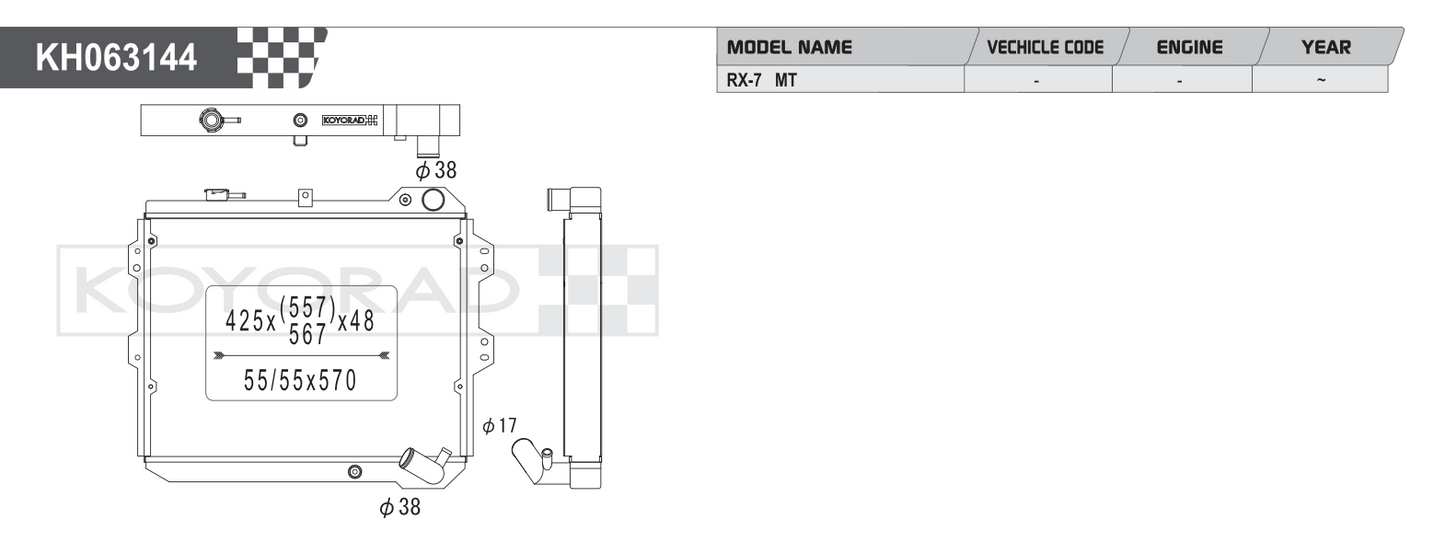Koyo Performance Radiator Mazda RX-7 FB S3 1983-1985