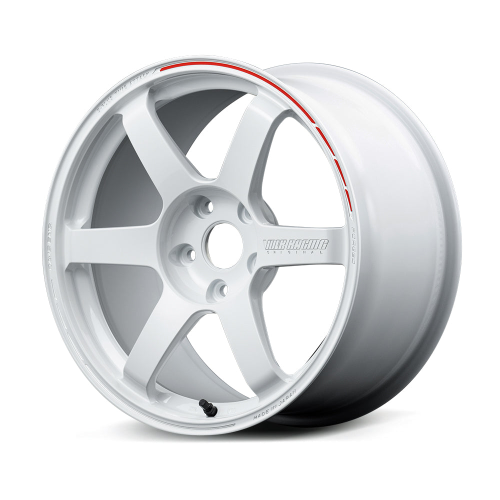 Volk Racing TE37 Saga S-Plus Time Attack wheel – Dash White/REDOT (WR)