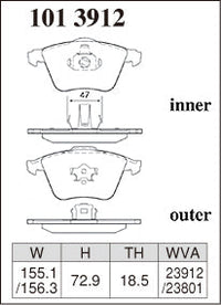 DIXCEL Front Brake Pads – Ford Focus XR5 Turbo (LT) / Mazda 3 MPS (BK / BL)