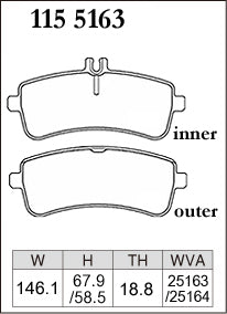 DIXCEL Rear Brake Pads – Mercedes-AMG C63 (W205) / C63 S (W205)