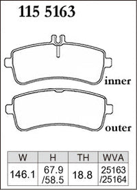 DIXCEL Rear Brake Pads – Mercedes-AMG C63 (W205) / C63 S (W205)
