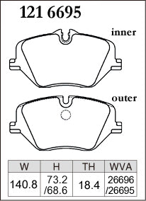 Dixcel Front Brake Pads - BMW X1 (U11) / X2 (U10) / X3 (G45) / 2 Series Gran Coupe (F74) / 5 Series (G60) / MINI Cooper (J01) / Aceman (J05) / Countryman (U25) – view 2