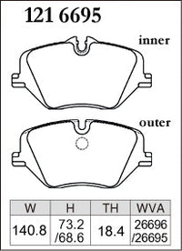 Dixcel Front Brake Pads - BMW X1 (U11) / X2 (U10) / X3 (G45) / 2 Series Gran Coupe (F74) / 5 Series (G60) / MINI Cooper (J01) / Aceman (J05) / Countryman (U25) – view 2