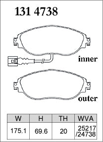 DIXCEL Front Brake Pads – VW Golf GTI (Mk7 / Mk8) / Golf R (Mk7) / T-Roc R (A1) / Audi S3 (8V)