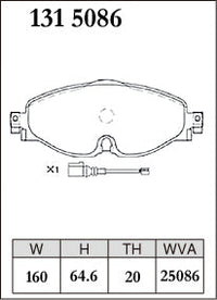 DIXCEL Front Brake Pads – VW Golf (Mk7) / Golf GTI (Mk7) / Passat (B8) / Audi A3 (8V)