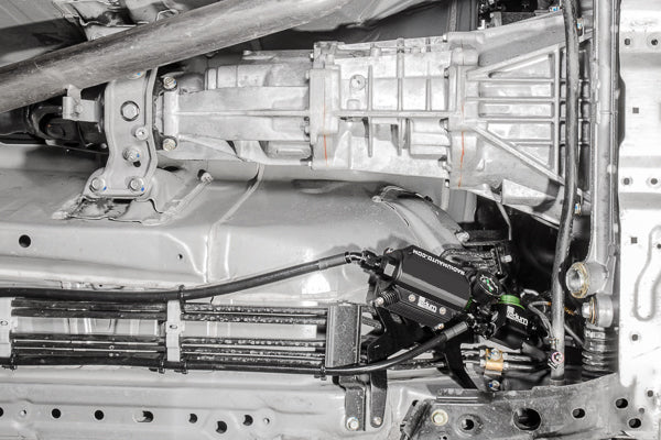 Radium 20-0912 fuel filter mount installed with filter and fittings (sold separately)