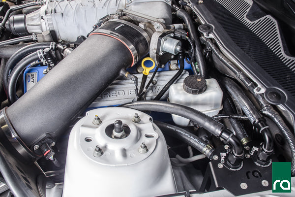 Radium 20-0329-FL dual catch can kit installed on a Shelby GT500