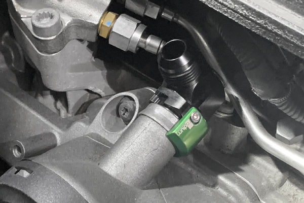 Radium 20-0748 V2 quick connect fitting installed on Lamborghini V10