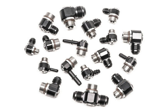 Radium V2 AN ORB to Hose Barb Low Profile Swivel Banjo Fittings