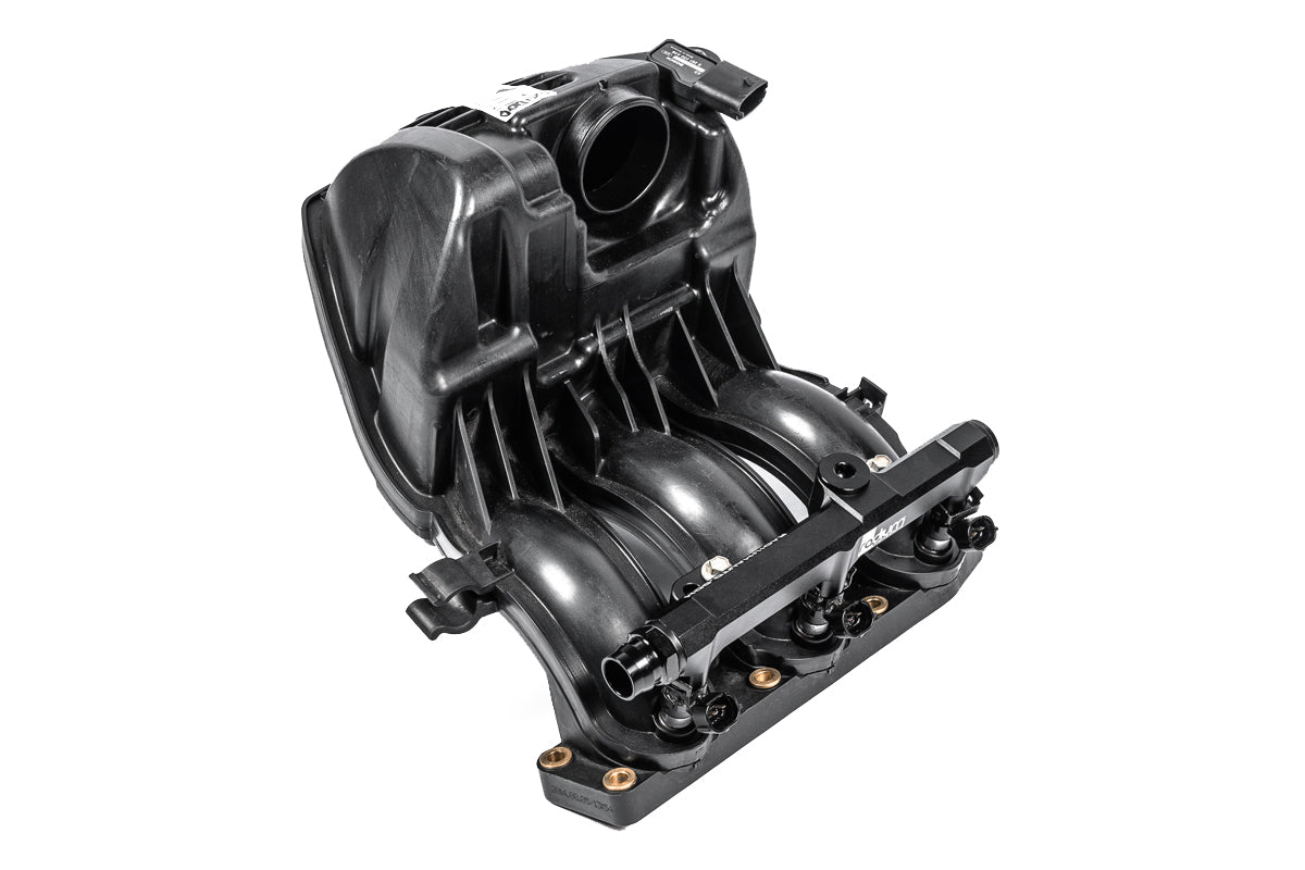 Radium Rotax 900 ACE fuel rail installed on Ski-Doo manifold