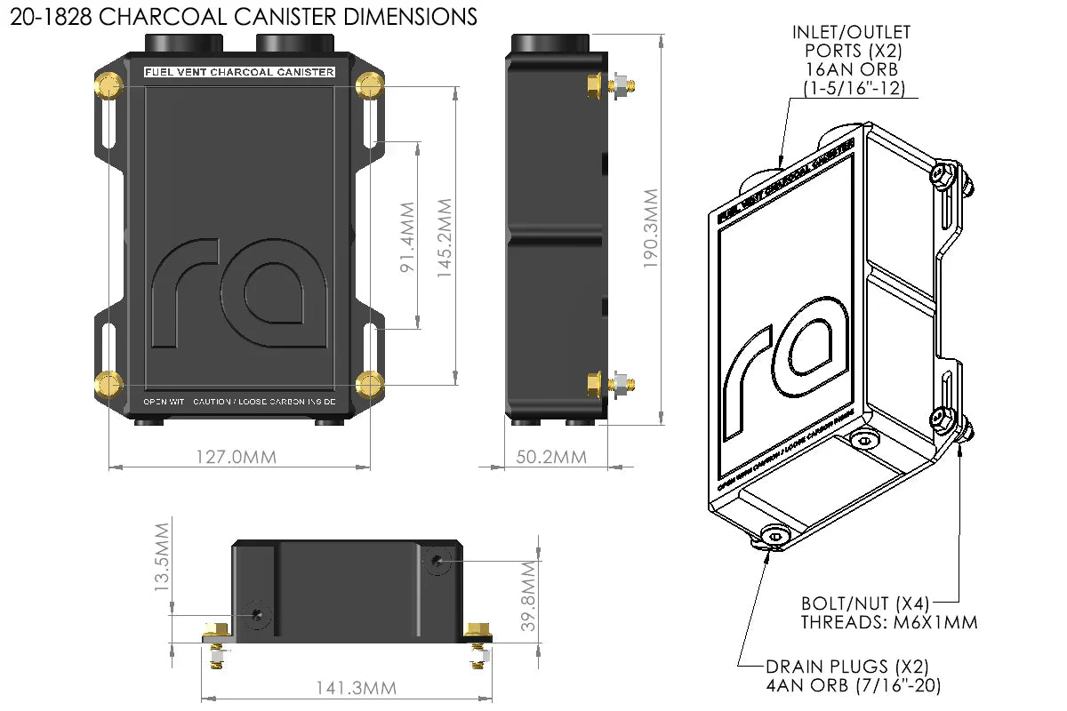 Radium Fuel Vent Charcoal Canister 20-1828 - Radium Engineering | Coore Australia