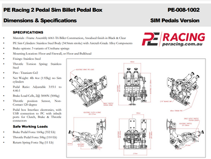 Load Cell Sim Racing Pedals Kit - Professional Driver Training PE-00X-1002