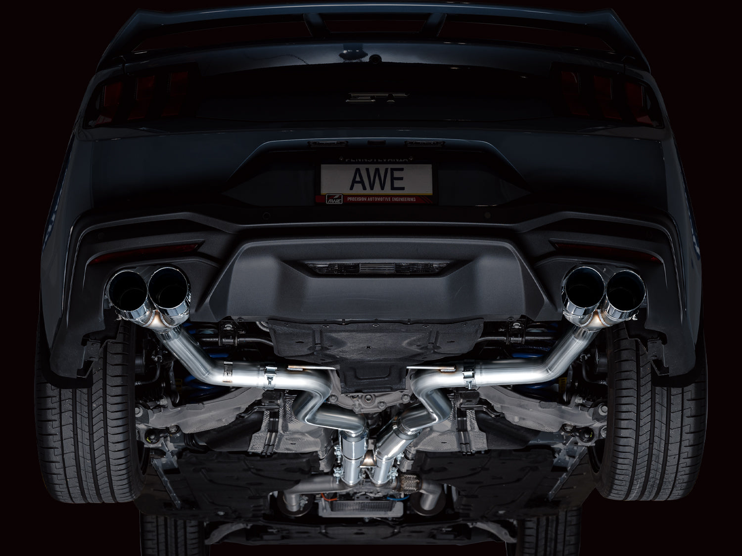 AWE Track Edition Exhaust – Ford S650 Mustang GT (Quad Tip)