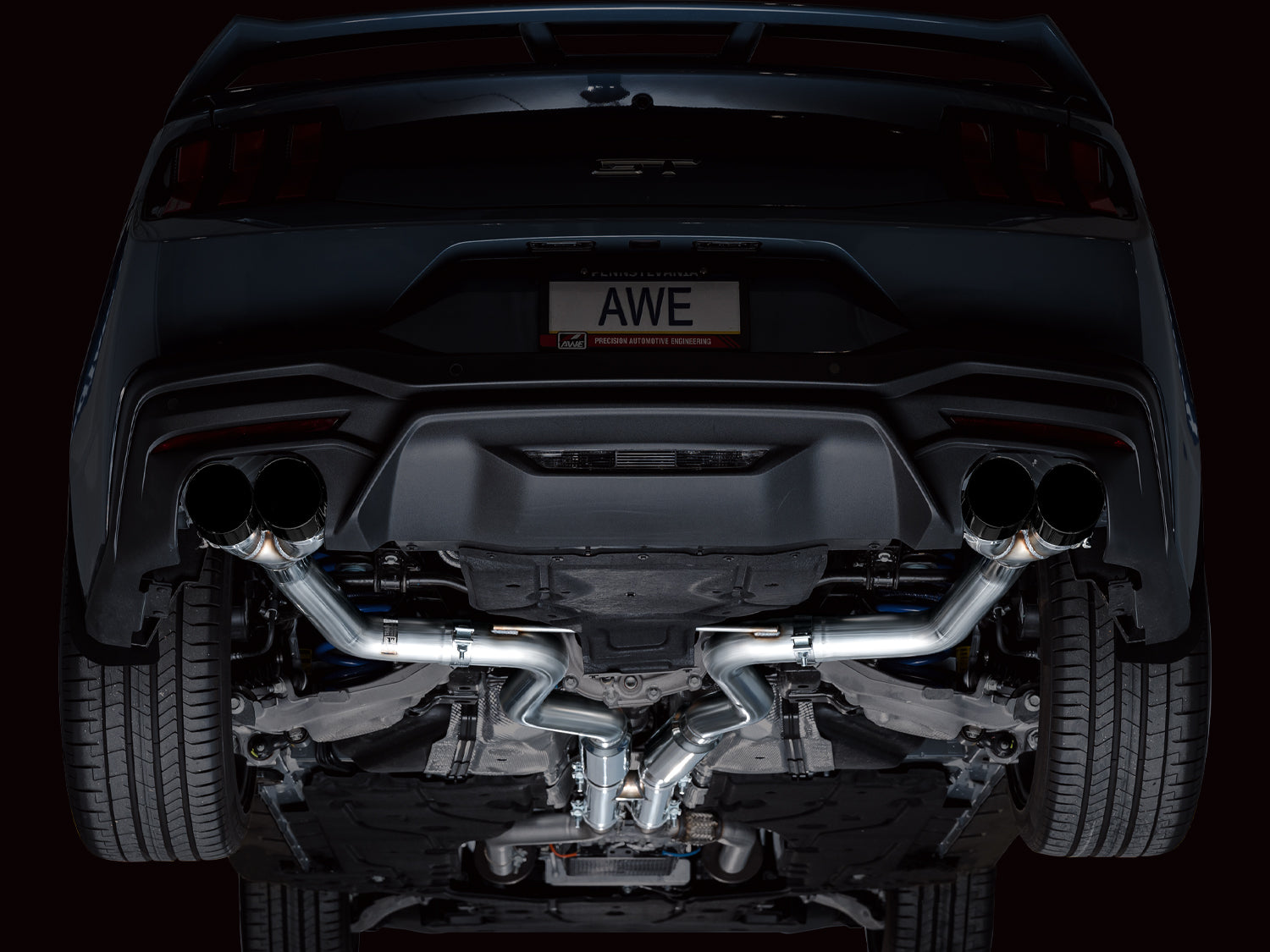 AWE Track Edition Exhaust – Ford S650 Mustang GT (Quad Tip)