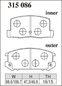 DIXCEL Rear Brake Pads – Toyota MR2 (AW11/SW20/ZZW30) – view 2