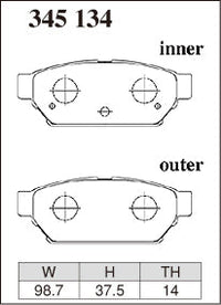 Dixcel Rear Brake Pads - Mitsubishi Lancer Evo I/II/III (CD9A/CE9A) – view 2