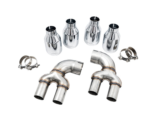 AWE OE to Quad Tips Conversion Kit – Quad 4" Chrome Silver Tips – BMW G20 M340i / G22 M440i