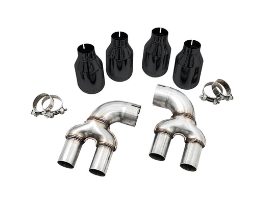 AWE OE to Quad Tips Conversion Kit – Quad 4" Diamond Black Tips – BMW G20 M340i / G22 M440i