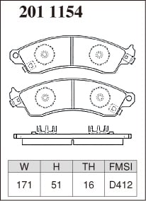 Dixcel 2011154 Brake Pads - Wilwood D412