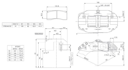 Alcon CRB343 "Motorsports" 4 Piston Calipers (PAIR)