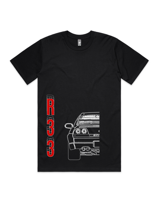 Black Mens Nissan Skyline R33 T-Shirt
