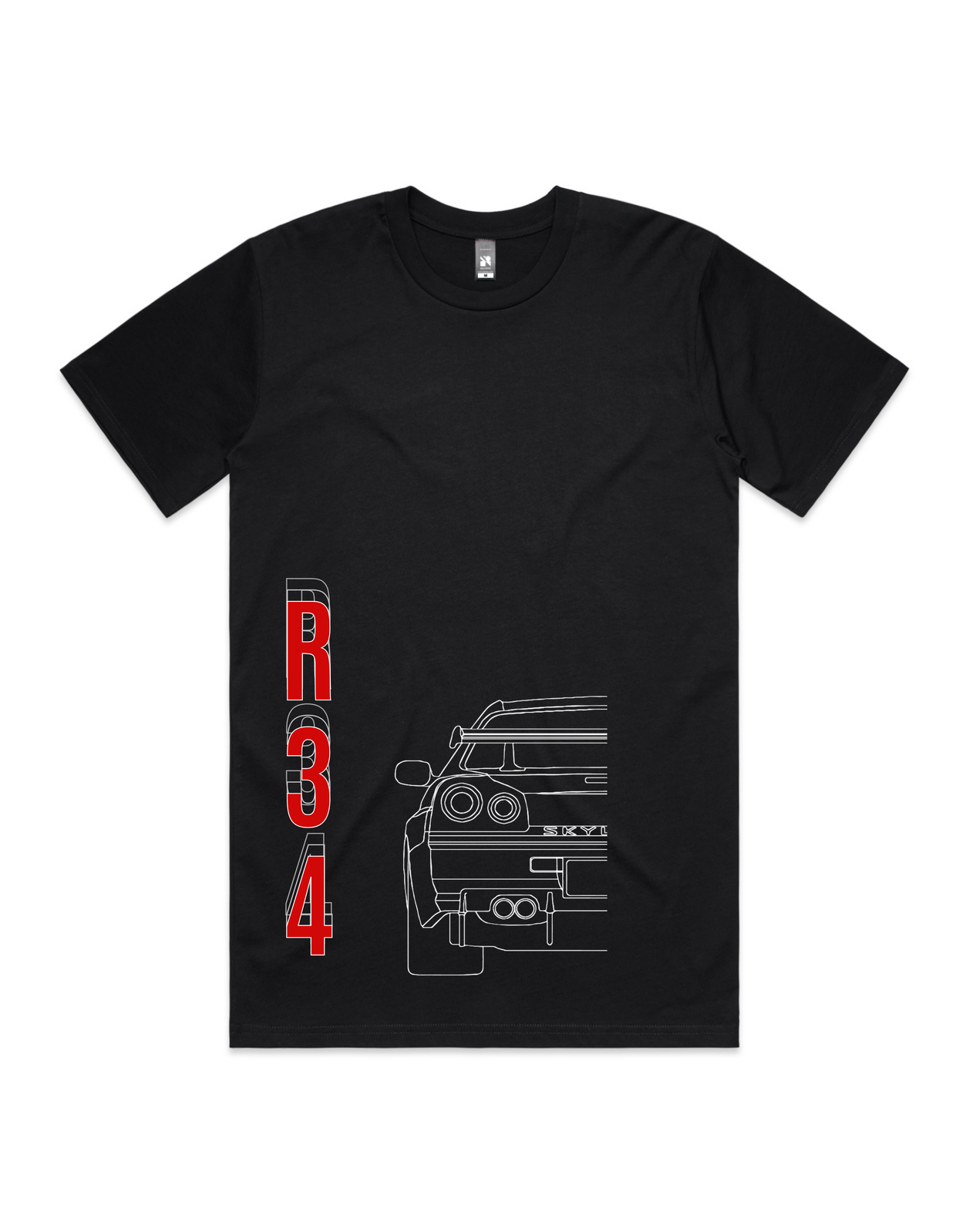 Black Mens Nissan Skyline R34 T-Shirt