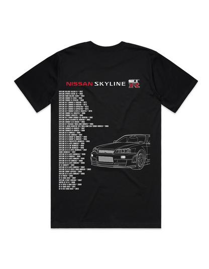 Black Mens Nissan Skyline R34 T-Shirt