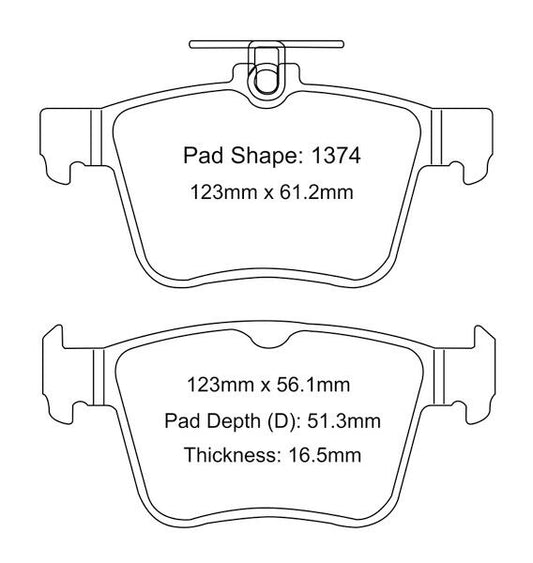 Paragon Rear PBP1374 Brake Pads suit MQB/