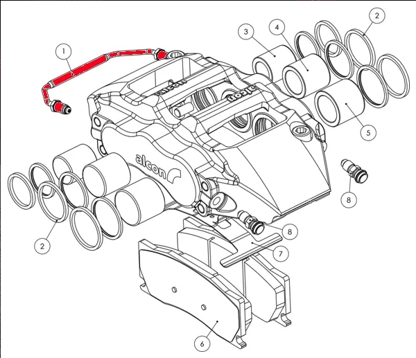 Alcon Bridge Pipe suit CRH304/204 4 Piston Calipers (Sold as Singles )