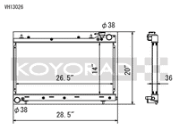 Koyo VH13026 Aluminium Racing Radiator - Subaru Forester SG XT 2.5L Turbo 2004-2008
