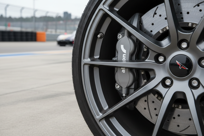 Alcon calipers installed on sports car wheel