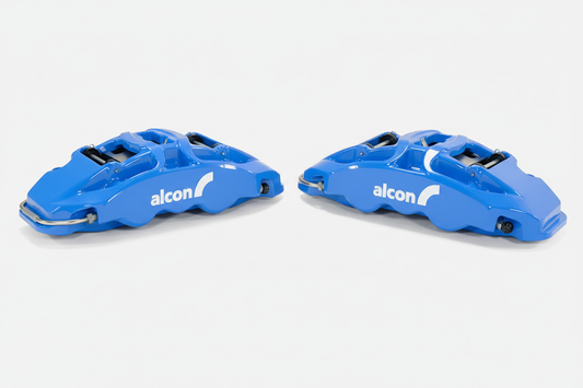 Alcon CAR99 blue 6-piston caliper pair white background