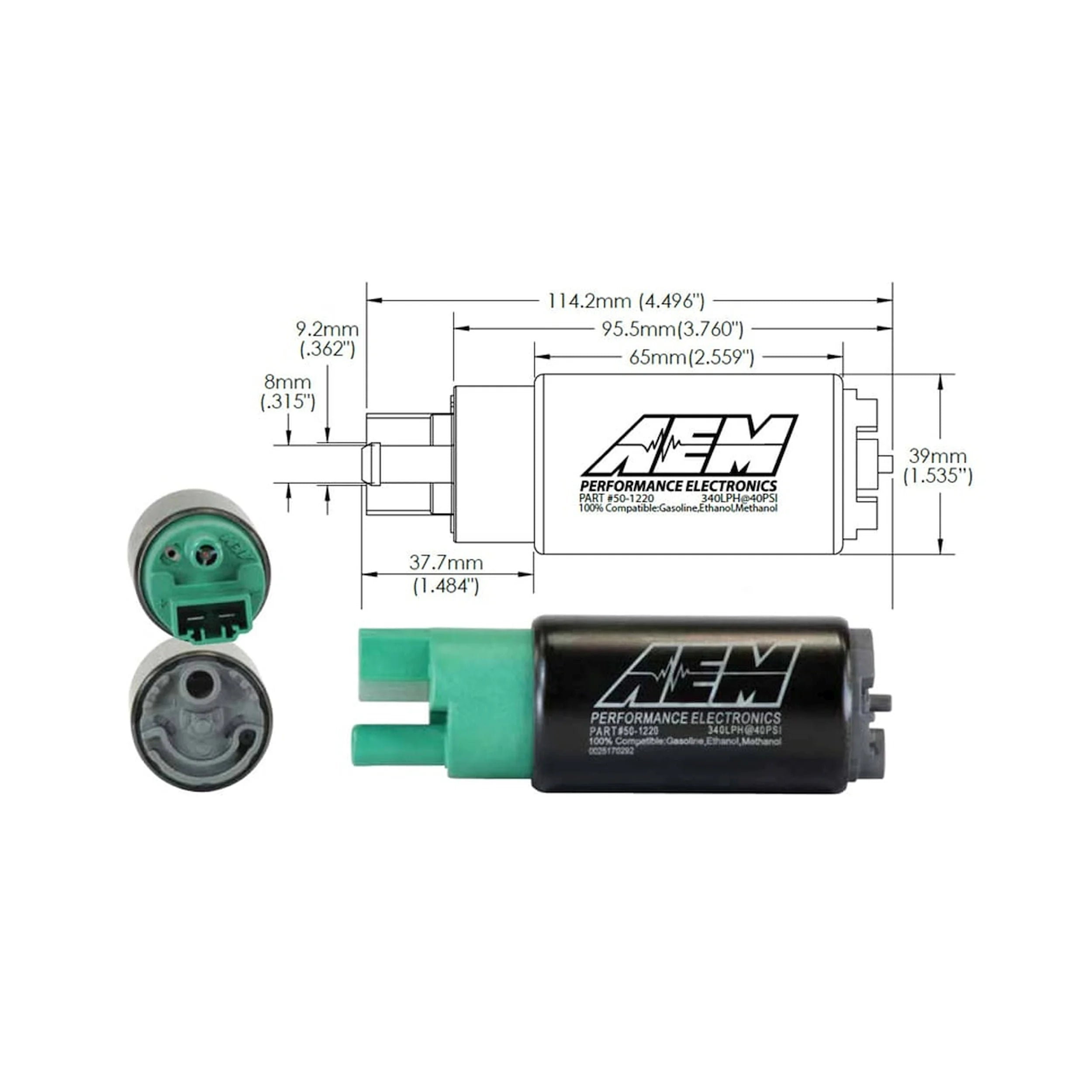 AEM 340LPH E85 High Flow In-Tank Fuel Pump (65mm, No-Hooks, Offset Inlet), WRX/STI/FXT/LGT, R35 GTR