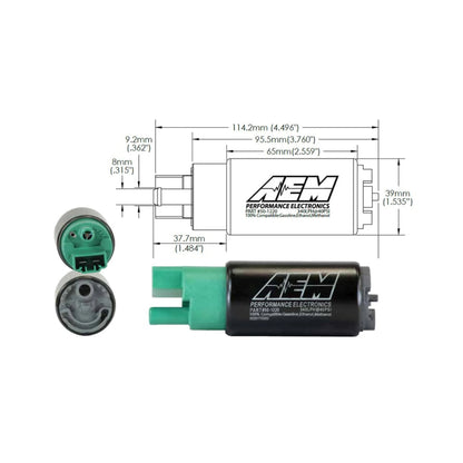 AEM 340LPH E85 High Flow In-Tank Fuel Pump (65mm, No-Hooks, Offset Inlet), WRX/STI/FXT/LGT, R35 GTR