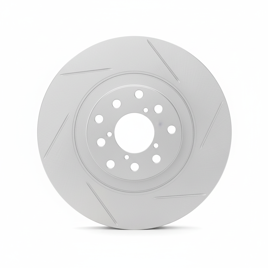 Front view of slotted brake rotor