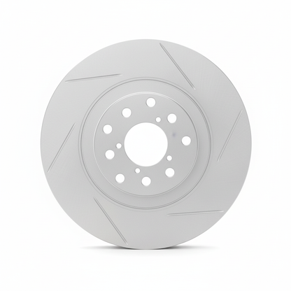 Front view of slotted brake rotor