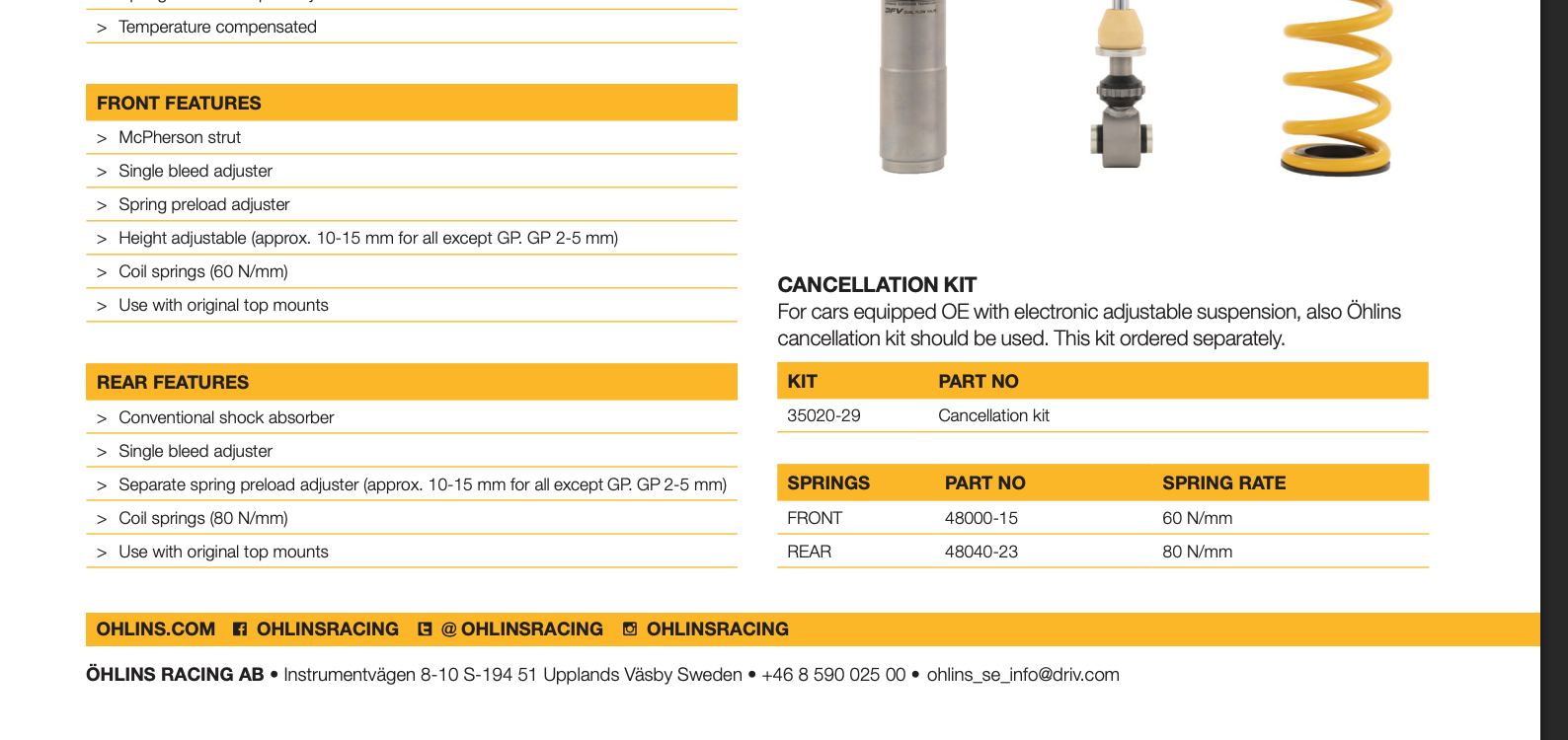 Öhlins Road & Track Coilovers – Mini Cooper / Cooper S / JCW F55/F56/F57