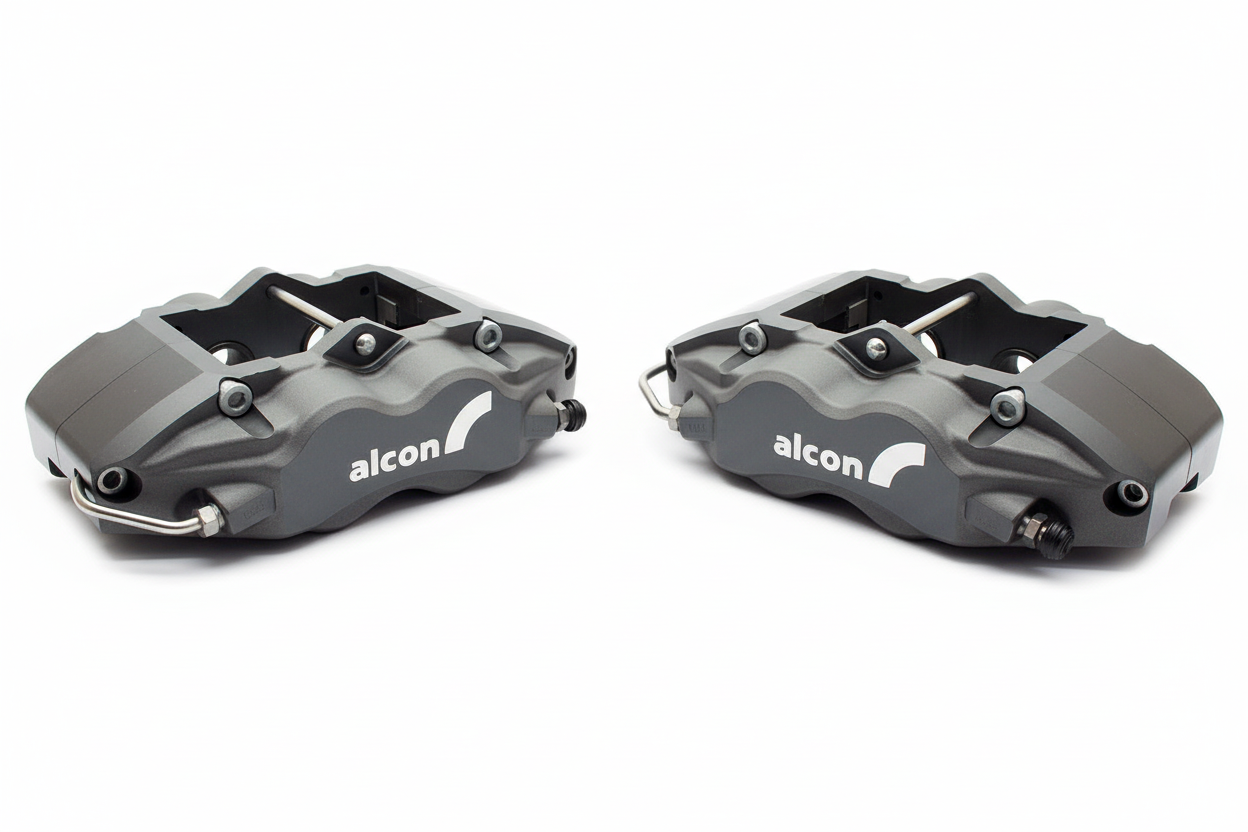 Pair of grey Alcon brake calipers