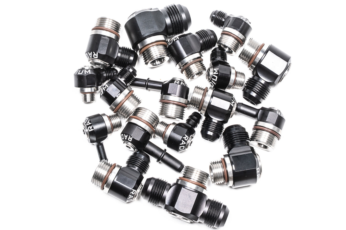 Radium 20-1000-10313 Low Profile Swivel Banjo Fitting, 10AN ORB to 5/16" SAE Quick Connect Male - Radium Engineering | Coore Australia